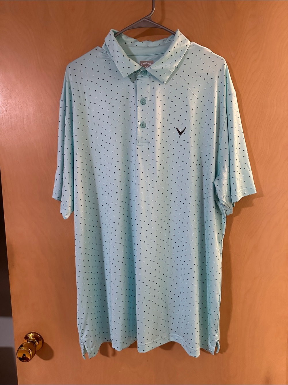 Callaway Light Mint Green Men’s Short Sleeve Polo with Micro Print